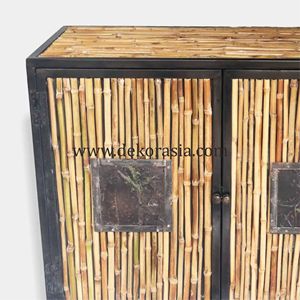 Solution de stockage industrielle pour la décoration intérieure Armoire de buffet en fer à deux portes avec conteneurs de stockage en métal - Product Image 2