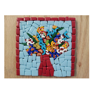 ที่รองแก้วโมเสคสำหรับเครื่องครัวลายดอกไม้สีขาวใหม่ถาดรองแก้วโมเสกทำด้วยมือทำจากไม้ - Product Image 2