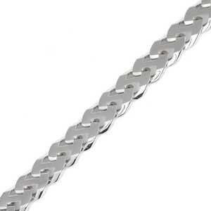 Bracelet gourmet religieux en or 14 carats plaqué rhodium avec diamant taille princesse et perle - Product Image 3