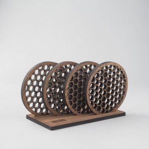 Posavasos personalizado moderno respetuoso con el medio ambiente 3,75 sublimación Hardboard Mdf Squarestone con posavasos trasero de corcho - Product Image 3