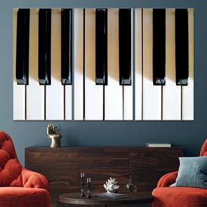 ของตกแต่งดนตรีสีดำและสีขาวสุดหรู - งานศิลปะบนผ้าใบพิมพ์ลาย, ผ้าใบห่อแบบ 3P - Product Image 1