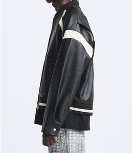 แจ็คเก็ตหนังคอตั้งสีดำปักลายตามสั่งแบบใหม่สำหรับผู้ชาย ฤดูหนาว กันน้ำ หนา - Product Image 4