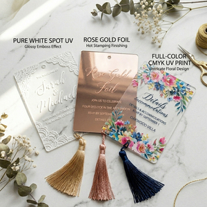 光沢のあるカスタムデザインのピンクの紙箱入り結婚招待状、豪華で上品なシルクプレミアムアクリル製結婚招待状用紙箱 - Product Image 4