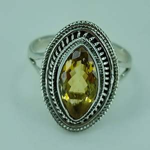 Bague artisanale en argent sterling 925 pour femme, forme marquise, pierre précieuse jaune citrine, bijoux fins pour le mois de novembre - Product Image 5