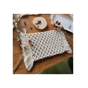 แผ่นรองจาน macrame การออกแบบที่ทันสมัยการตกแต่งตามธรรมชาติรูปร่างแบบกำหนดเองสีโบราณที่ต้องการมากที่สุดอุปกรณ์บนโต๊ะอาหาร - Product Image 6