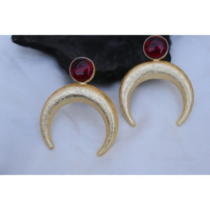 Pendientes de tuerca de piedra chapada en oro hechos a mano para niñas y mujeres, aretes de latón, novedad, venta al por mayor - Product Image 2