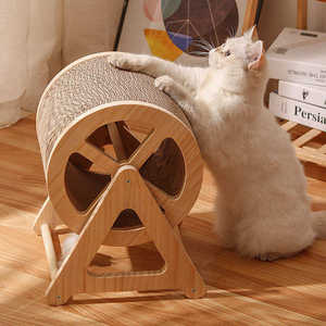 New Design Eco-Friendly Durable Board Corrugated Paper Claw Grinder <b>Cat</b> <b>Scratch</b> Solid Wood Removable Board <b>Pad</b> Ferris Wheel - Product Image 2
