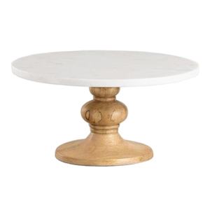 Décoration de mariage table à manger support de gâteau de sueur avec dessus en bois et en marbre conception de luxe meilleure vente - Product Image 1