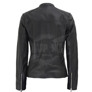 New Design Women's <b>Winter</b> <b>Leather</b> <b>Jacket</b> Solid Color Stand Collar Breathable Streetwear Knitted Processing - Product Image 2