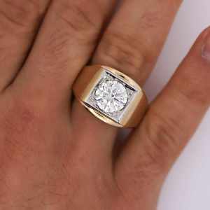 2.00 Carat Round Cut Moissanite Diamond Antique Men's <b>Statement</b> <b>Ring</b> Engagement Gift 925 Sterling Silver - Product Image 5