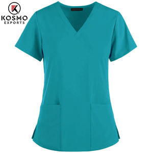 Juego de uniformes de Jogger antienvejecimiento unisex lavable 100% algodón Jersey tela personalizable uniformes de enfermera para trabajadores de hospital - Product Image 3