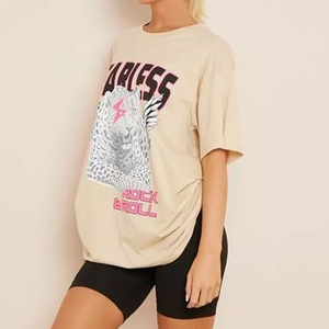 Personalizada sobre el tamaño de la camiseta Streetwear gráfico sin miedo impreso con León de gran tamaño de impresión más tamaño de peso pesado de algodón - Product Image 5