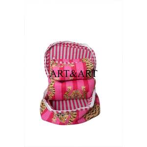 Handmade Tiger Print Eco-Friendly 3-Piece Cosmetic Storage Cotton Pouches Zipper Travel Cases <b>Quilted</b> Design-Perfect Valentine - Product Image 4