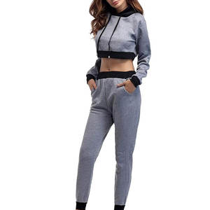 Conjunto de sudaderas con capucha recortadas para mujer con estilo de alta calidad Precio al por mayor Conjunto de sudaderas con capucha recortadas para mujer de nuevo diseño - Product Image 2