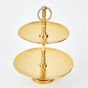 Hot Sale Hammered Gold Metal 2-Tier Cake Stand For Wedding Parties Hotel Restaurant In Best Price From India - Product Image 6