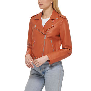 Customized Cropped Women's Sheep Skin Leather Jacket Eco-Friendly Breathable Waterproof Casual Streetwear Cotton OEM Accepted - Product Image 4