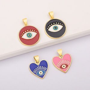 Venta al por mayor Eye of Evil Series colgante encantos chapado en oro esmalte multicolor piedra <span class=keywords><strong>para</strong></span> collar fabricación <span class=keywords><strong>de</strong></span> joyas - Product Image 2