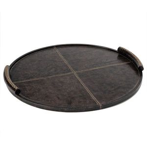 Plateau moderne en similicuir avec bords et poignées fonctionnels pour une utilisation esthétique sur table ou des besoins de service décontractés - Product Image 1