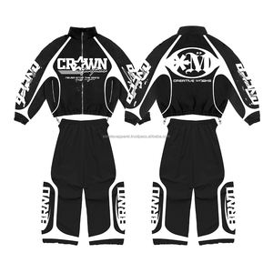 ชุดวอร์มไนลอนสตรีทแวร์แบบเรียบง่ายสำหรับผู้ชาย คุณภาพสูง ชุด 2 ชิ้น น้ำหนักเบา ทรงหลวม โอเวอร์ไซส์ ชุดกันลม - Product Image 1