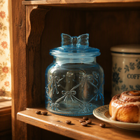 Pot en verre avec motif nœud papillon en relief pour rangement de cuisine, OEM/ODM disponible, personnalisation du motif et de l'emballage prises en charge