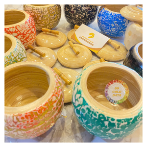 Best 2026 Spun Bamboo Tea Jar Inlaid With Mother-Of-Pearl and Lacquered Eggs / Natural Spun Bamboo Pot Eggshell With Lid - Product Image 1