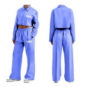<b>Women</b> Tracksuit Slim Loose Pants Sets Fashion Streetwear Wide Leg Pants Set Long Sleeve Crop Tops <b>Jacket</b> Pant Suit for <b>Women</b> - Product Image 3