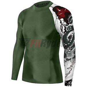 Hombres Fitness manga corta impresión personalizada Rash Guard Hombres manga larga protección UV MMA Rash Guard camiseta mejor estilo de moda OEM - Product Image 3