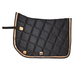 Manta de Silla de Doma Acolchada Negra, Contorneada, para Caballos de Crín Alta, con Ribete Lujoso en Oro Rosa, Forro de Malla y Relleno de Espuma de Algodón para Entrenamiento - Product Image 4