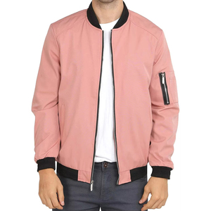 Veste bomber de style sportif à fermeture éclair à manches longues Veste bomber rose pour homme Vente en gros Prix bas Meilleure fabrication de veste bomber - Product Image 1