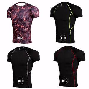 Rashguard d'entraînement de combat de bonne qualité, impression par transfert thermique personnalisée, séchage rapide, manches courtes, Spandex/Nylon, pour homme, motif étoile sur le devant - Product Image 3