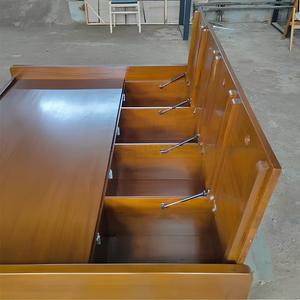 Cadre de lit de rangement moderne en bois massif multi-tailles avec tiroirs rembourrés en tissu et panneau rabattable pour chambre à coucher et mobilier de maison - Product Image 5