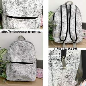 Mochila de estudiante de color blanco y negro Logotipo personalizado 40X29X13 CM Hecho de poliéster con impresión de puntos - Product Image 6