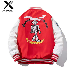 แจ็คเก็ตเบสบอลแบบวาร์ซิตี้สำหรับผู้ชาย OEM แบบสั่งทำพิเศษ ระบายอากาศได้ดี สไตล์เพรปปี้ ปักตัวอักษรและแพทช์ ผ้าแคนวาส แขนยาว - Product Image 2