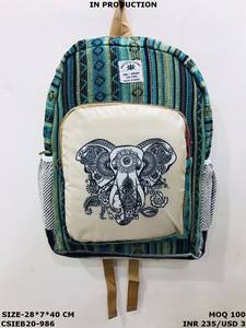 Mochila Unisex de algodón de cáñamo hecha a mano de diseñador, bolsos de noche, respetuosos con el medio ambiente, sostenible y elegante, artesanía Handloom - Product Image 4