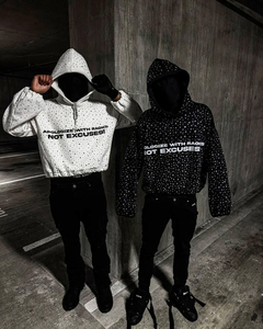 เสื้อฮู้ดผ้าฝ้ายพิมพ์ลายขนาดใหญ่สำหรับผู้ชายเสื้อฮู้ดแบบกอธิคมีโลโก้พลอยเทียมสไตล์สตรีทแวร์ผลิตตามสั่ง - Product Image 4