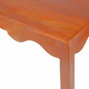 Table console rectangulaire moderne au fini marron clair avec tablier festonné, pieds droits en blocs, pour entrée ou couloir de villa - Product Image 3