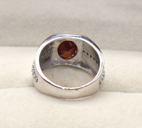 Cincin Pertunangan Garnet Merah Alami Cincin Moissanite Bulat Cincin Garnet Perak Murni 925 Hadiah Natal Pernikahan Wanita Antik