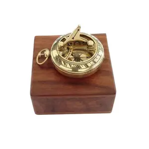 Best Luxury design brass directional compass in wooden case nautical brass magnetic compass with wood box supplier from India