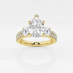 แหวนหมั้นสำหรับผู้หญิงหินสามชิ้นตัดจากลูกแพร์ - Product Image 2