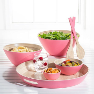 Ensemble de saladiers en bambou filé en gros avec plateau et serveurs à salade, vaisselle artisanale pour recevoir des invités en provenance du Vietnam - Product Image 4