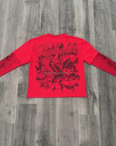 Camisetas de manga larga de gran tamaño Vintage para hombre, Camiseta de cuello redondo de microfibra con serigrafía de doble capa de secado rápido - Product Image 1