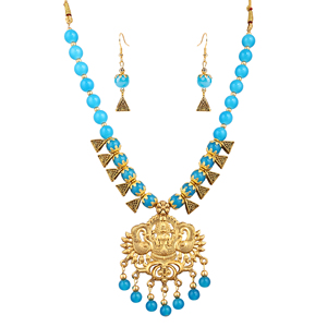 Perles de bijoux de mariage en alliage oxydé bleu ciel, design Laxmi - Product Image 3