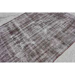 Alfombra turca Vintage moderna, rectángulo grande de 5,8x8,3 pies, diseño de retazos gris hecho a mano, Tabriz de látex de lana para pasillo de dormitorio - Product Image 5