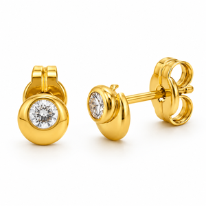 Solid Gold Bezel Set Round Zircon <b>Stud</b> <b>Earrings</b> for Women & Children's Engagement Minimalist <b>Fine</b> Jewelry OEM ODM Wholesale - Product Image 4