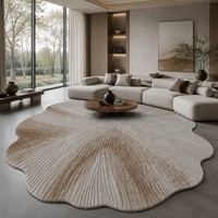 Tapis HENGJIU personnalisé en forme de feuille de lotus 3D, 100 % laine de Nouvelle-Zélande, tufté à la main, insonorisant, pour hôtels de luxe et projets architecturaux