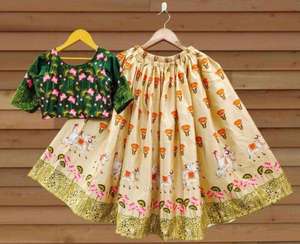 Hermoso atuendo de estilo moderno Twell Silk Lehenga Choli con trabajo estampado pesado Exportador y proveedor indio a tarifa de venta completa - Product Image 6