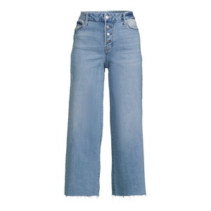 Pantalones vaqueros cortos de pierna ancha de tiro alto en línea para mujer de talla grande holgados azul estilo Boyfriend cintura alta con bolsillos transpirables - Product Image 4