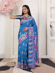 Beau saree formel pour femmes en mélange de soie lourde pour les occasions de fête-Prêt à porter - Product Image 4