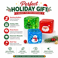 Jouet anti-stress personnalisé avec logo, cube scintillant de Noël, jouet sensoriel à presser doux au toucher avec motifs Père Noël, bonhomme de neige et sapin