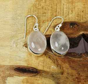 Boucles d'oreilles goutte Quartz Rose Rose en argent Sterling 925 plaqué or forme ovale naturelle janvier pierre de naissance bijoux cadeau - Product Image 1